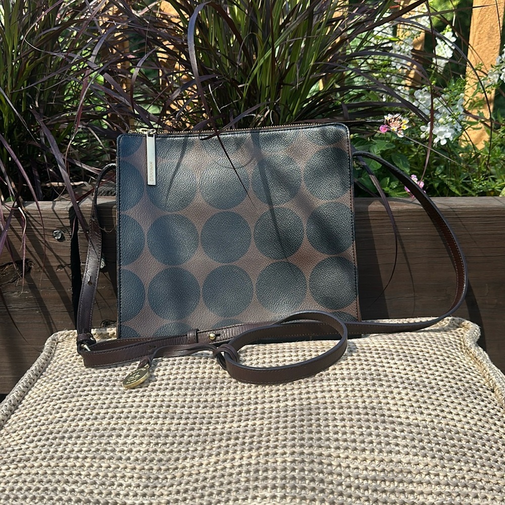 Brahmin Polk A Dot Crossbody Bag dark brown